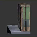 Miniature Street Scene Model With Green Walls Red Doors And Snowy Base