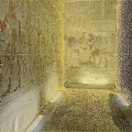 Ancient Egyptian Tomb Wall With Colorful Murals And Hieroglyphic Carvings
