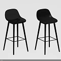 Contemporary Bar Stools With Transparent And Black Seats On Black Legs