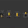 Various Gym Fitness Equipment With Treadmill Bench Dumbbell Racks And Yellow Black Design