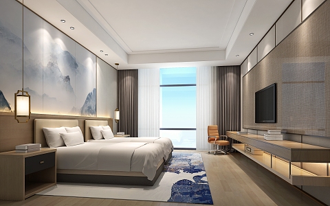 New Chinese Hotel Rooms 3d model