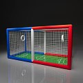 Kids Football Goal Play Equipment With Red Blue Frame Green Turf And White Net