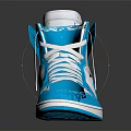 Blue And White High Top Sneakers With Text Details On Upper Design