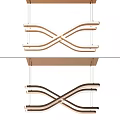 Modern Curved Wooden Chandelier With Crossed Wave Shape And Light Colored Design