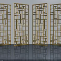 Stylish Gold Swing Doors With Geometric Patterns For Room Dividers 3d model