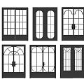 French Retro Double Door Double Door Swing Door 3d model