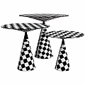 Modern Side Tables With Conical Base And Round Top In Neutral Tones