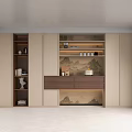 Modern Elegant Sideboard With Storage Shelves Drawers And Mountain Painting Decor
