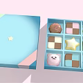 Colorful Dessert Box With Open Lid Showing Star Bear And Square Shaped Sweets