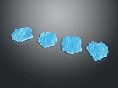 Four Stylish Ice Blue Pendants With Ice Shaped Design On Black Background 3d model