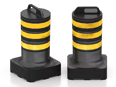 Traffic Safety Bollards Black And Yellow Striped With Handle Top Square Base 3d model