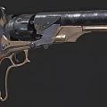 Vintage Revolver With Wooden Grip And Metal Frame Classic Design Barrel Details