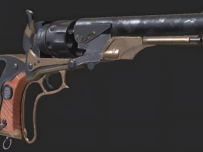 Vintage Revolver With Wooden Grip And Metal Frame Classic Design Barrel Details 3d model