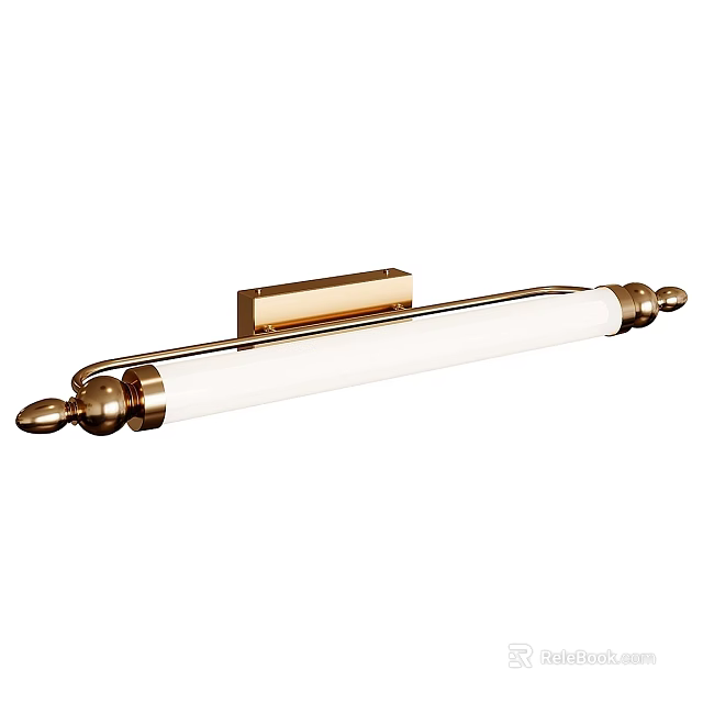 Modern Brass Wall Light With White Cylindrical Shade And Metal Base 3d model 