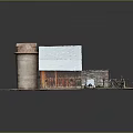 Rustic Barn Structure With Metal Roof Red And Gray Silos Wooden Fence Dirt And Grass