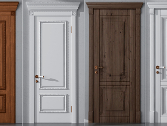 Jianou swing door solid wood door combination 3d model