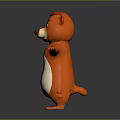 Friendly Orange Cartoon Bear With Red Hair And White Belly Open Arms