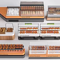 Modern Bakery Display Shelves With Glass Doors And Multiple Layers For Various Pastries