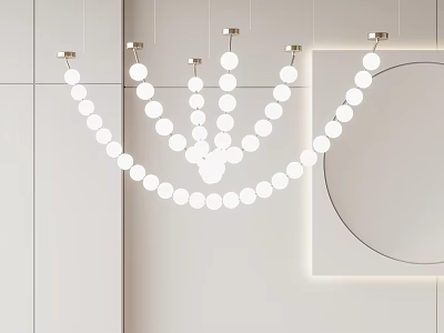 Modern Minimalist Chandelier With Hanging Circular White Lights In Stylish Interior Design 3d model