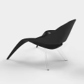 Black Modern Leisure Chair With Curved Backrest And Sleek White Support Legs