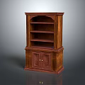 Traditional Wooden Bookshelf With Open Display Shelves And Lower Cabinet Doors