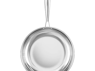 Silver Stainless Steel Frying Pan With Handle For Home Kitchen Cooking 3d model