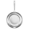Silver Stainless Steel Frying Pan With Handle For Home Kitchen Cooking