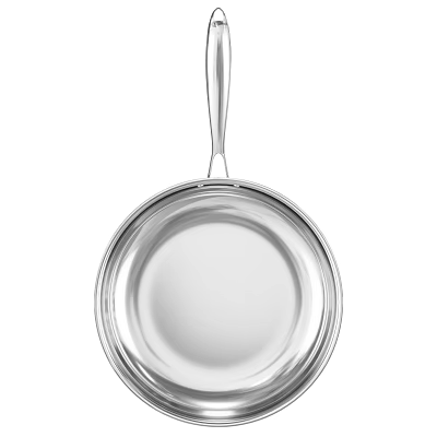 Silver Stainless Steel Frying Pan With Handle For Home Kitchen Cooking 3d model