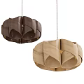 Brown And Beige Woven Wooden Chandelier With Intricate Circular Design