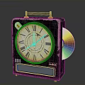 Vintage Black Clock With Roman Numeral Dial And CD Disc Handle Design