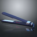 Sleek Hair Straightener With Dark Blue Body Silver Accents Digital Display And Reflective Base