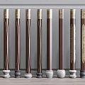New Chinese style column combination 3d model