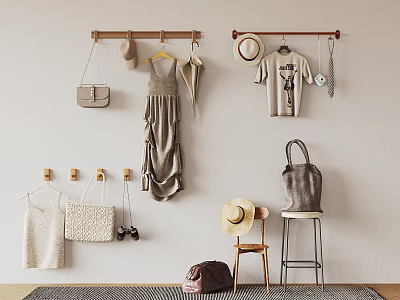 Wall Hooks For Organizing Clothes Bags In Home Decor 3d model