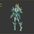 Futuristic Sci Fi Game Movie Character With Dark Armor And Glowing Blue Spiked Accents