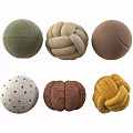 Round Decorative Throw Pillows with Knitted Textured Designs and Multiple Colors 3d model