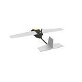 Model Airplane with Black Yellow Fuselage Wings Tail on White Background
