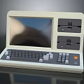 Vintage Retro Computing Device With Screen Keyboard And Control Panel Buttons 3d model