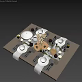 Tableware combination red wine glass goblet 3d model