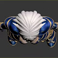 3D Rendered Female Warrior With Blue And Gold Armor And White Hair