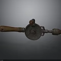 Vintage Hand Cranked Tool With Wooden Handle And Rusty Metal Components