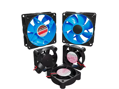 Multiple Air Conditioner Fans With Blue Black Blades Frame And Cooling Design Components 3d model