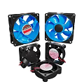 Multiple Air Conditioner Fans With Blue Black Blades Frame And Cooling Design Components 3d model