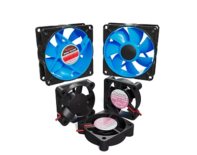 Multiple Air Conditioner Fans With Blue Black Blades Frame And Cooling Design Components 3d model