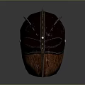 Medieval Leather Helmet Design With Spikes Stitches Wooden Face Guard And Rivets