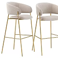 Modern Gray And Beige Velvet Bar Stools With Black And Gold Legs Design
