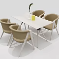 Modern Dining Table Set With Colorful Chairs And Decorative Plants 3d model