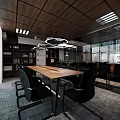 Modern Public Office Space Interior With Comfortable Sofa And Wooden Elements 3d model