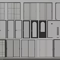 Various Modern Sliding Door Designs With Glass Panels And Different Frame Colors 3d model