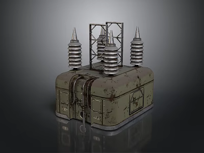 Vintage Industrial Electrical Distribution Box With Metal Frame And Ceramic Insulators 3d model