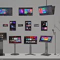 Modern Public Facilities Featuring Digital Information Displays Interactive Screens And Microphone Stands 3d model